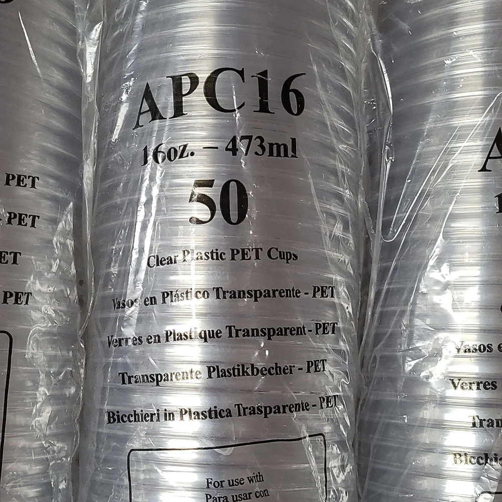 Clear Plastic PET Cups 16 oz new total 450 disposable drinking cup APC16 sturdy